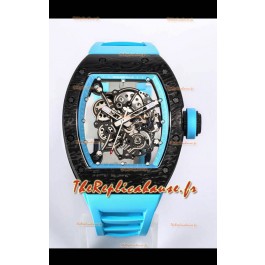 Réplique de Montre Richard Mille RM055 Boîtier Carbone Noir Miroir 1:1 avec bracelet bleu