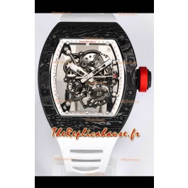Réplique de Montre Richard Mille RM055 Carbone Noir Miroir 1:1 avec bracelet blanc