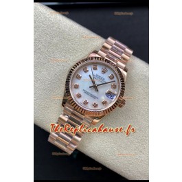 Rolex Datejust 278275 Réplique Suisse 31MM en acier 904L or rose avec cadran perle blanche - Réplique miroir 1:1