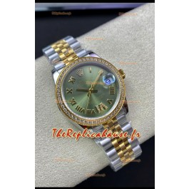 Rolex Datejust M278383RBR 31MM Réplique Suisse en Acier 904L 2 tons Or Jaune Cadran Vert Qualité 1:1