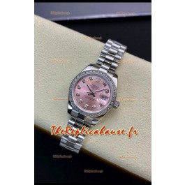 Rolex Datejust 279139 Réplique Suisse 28MM en acier 904L avec cadran rose - Réplique miroir 1:1