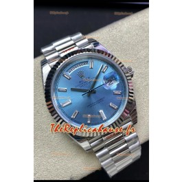 Réplique Rolex Day Date M228236-0006 904L Acier 40MM - Cadran Bleu glacé Miroir 1:1