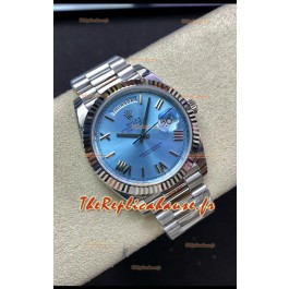 Réplique Rolex Day Date M228236-0012 904L Acier 40MM - Cadran Bleu glacé Miroir 1:1