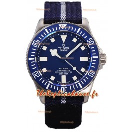 Tudor Pelagos FXD Boîtier Titane 1:1 Réplique Miroir Cadran Bleu sur Bracelet Nato Bleu