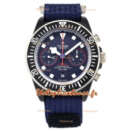 Tudor Pelagos FXD Chronograph boîtier titane réplique 1:1 cadran bleu sur bracelet Nato