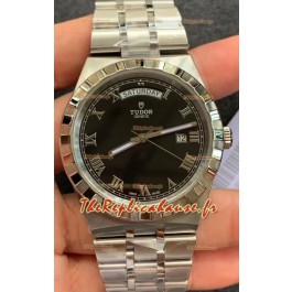 Montre Tudor Royal Edition - Réplique 1:1 avec boîtier acier - Cadran romain noir 