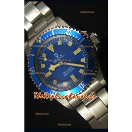 Montre Replica Miroir Suisse 1:1 Tudor Oyster Prince Vintage 200M avec Cadran Bleu et des Marqueurs sous forme de Points 