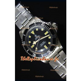 Montre Replica Miroir Suisse 1:1 Tudor Oyster Prince Vintage 200M avec Cadran Noir et des Marqueurs sous forme de Points 