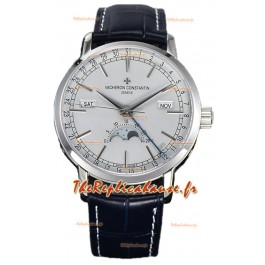 Vacheron Constantin Traditionelle Quantième Complet Plaqué Or Blanc Cadran Blanc Réplique Suisse