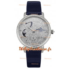 Vacheron Constantin Traditionelle Moon Phase Cadran pavé de diamants en or blanc Réplique Suisse