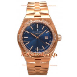 Vacheron Constantin Overseas Boîtier Or Rose Cadran Bleu 35MM Montre Suisse Réplique 