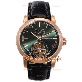 Vacheron Constantin Traditionelle 14-Day Tourbillon Cadran Vert Or Rose Montre réplique 1:1 