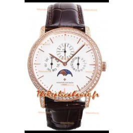 Vacheron Constantin Patrimony Quantième Perpétuel Or Rose Ultra-fin Cadran Blanc Réplique Suisse