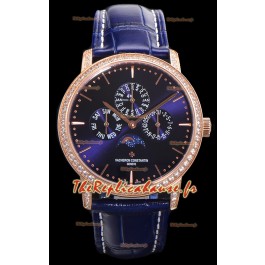 Vacheron Constantin Patrimony Quantième Perpétuel Or Rose Ultra Fin Cadran Bleu Réplique Suisse