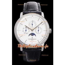 Vacheron Constantin Patrimony Quantième Perpétuel Or Blanc Ultra Plat Cadran Blanc Réplique Suisse