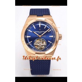 Vacheron Constantin Overseas Tourbillon Or Rose, Cadran Bleu, Bracelet Caoutchouc Réplique Miroir 1:1