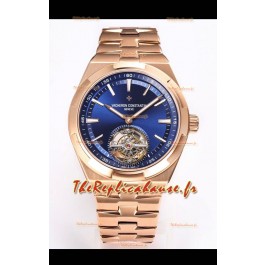 Vacheron Constantin Overseas Tourbillon Or Rose Cadran Bleu - Bracelet Or Réplique Miroir 1:1