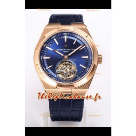 Vacheron Constantin Overseas Tourbillon Or Rose Cadran Bleu Bracelet Cuir Réplique Miroir 1:1