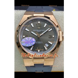 Vacheron Constantin Overseas Réplique montre miroir 1:1 en acier 904L or rose cadran gris - bracelet caoutchouc