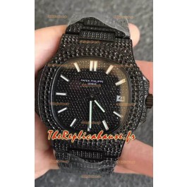 Montre Patek Philippe Nautilus 5711 Black Venom Diamonds PVD Réplique Suisse Montre à cadran noir 