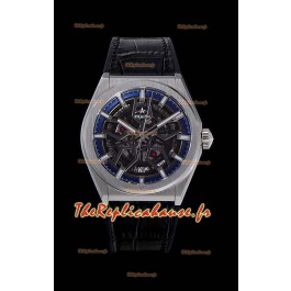 Montre Zenith Defy Classic Skeleton 41 mm Titane Hommes Réplique Suisse Montre - Bracelet en cuir noir