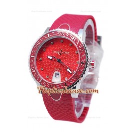 Ulysse Narden Lady Diver Montre De Replique en Rouges Cadran