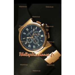 Chronographe Ulysse Nardin Marine avec cadran noir à chiffres romains noir et or rose - Réplique miroir 1:1