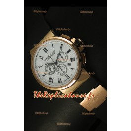 Chronographe Ulysse Nardin Marine avec cadran noir à chiffres romains blanc et or rose - Réplique miroir 1:1