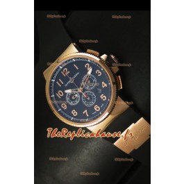 Chronographe Ulysse Nardin Marine avec cadran noir à chiffres arabes noir et or rose - Réplique miroir 1:1