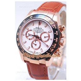 Rolex Daytona Chronograph MonoBloc Cerachrom Bezel Visage Blanc Boîtier Or Rose 