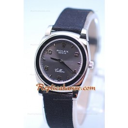 Rolex Cellini Cestello Femmes Swiss Montre Bracelet en Nylon Face en Argent Gris