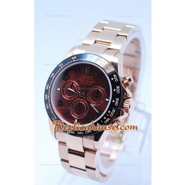 Rolex Daytona Chronograph Lunette MonoBloc Cerachrom Cadran Marron et Bracelet Or Rose