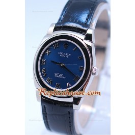 Rolex Cellini Cestello Femmes Swiss Montre Toute Bleue Romaine