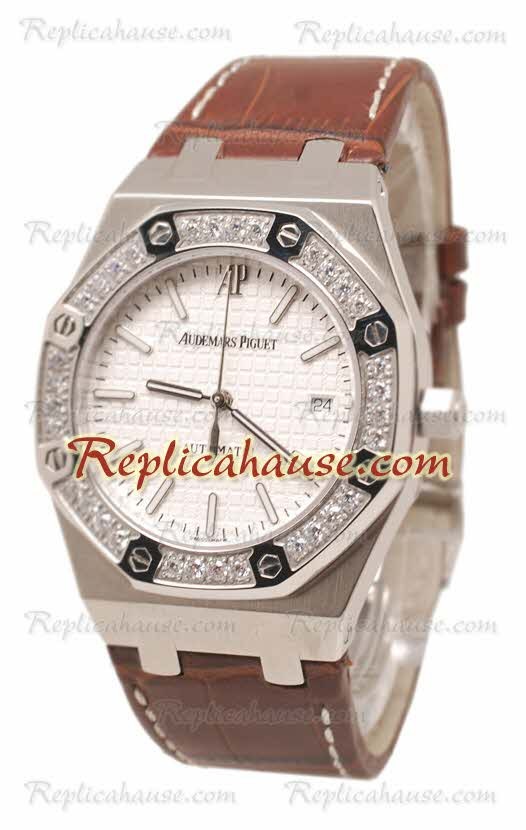 Audemars Piguet Royal Oak automatique Bracelet en Cuir Montre Suisse