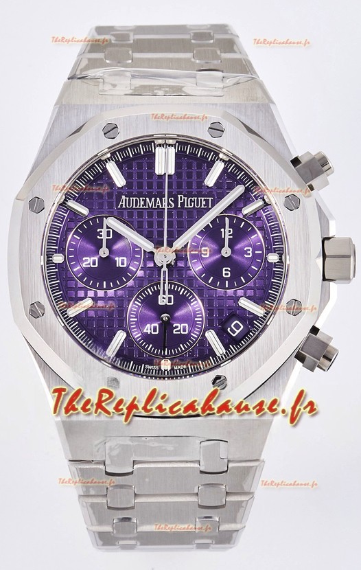 Montre Royal Oak Chrono 26240 Cadran Violet MVMNT Balancier libre, Boîtier Acier Super Clone