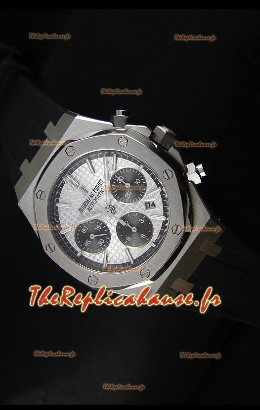 Montre chronographe Royal Oak d'Audemars Piguet avec boîtier en acier inoxydable et cadran blanc