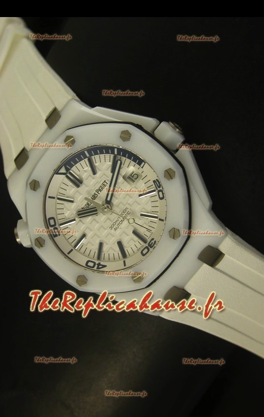 Réplique de montre Royal Oak Diver Audemars Piguet en céramique blanche 1:1 Réplique de montre miroir