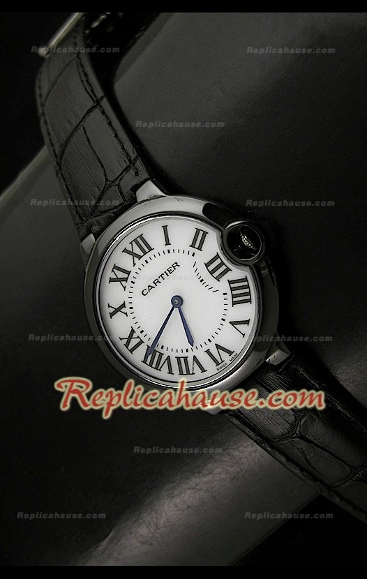 Femmes Ballon De Cartier Montre Réplique avec Boîtier Noir - 28 mm