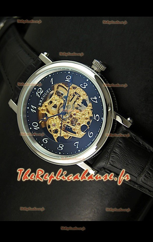 Montre Automatique Japonaise Breguet Classique avec Cadran Ajouré Doré - Chiffres des Heures Arabes