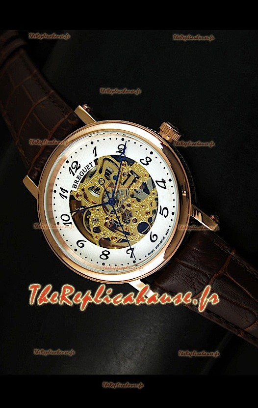Montre Automatique Japonaise Breguet Classique avec Cadran Ajouré Doré - Chiffres des Heures Arabes