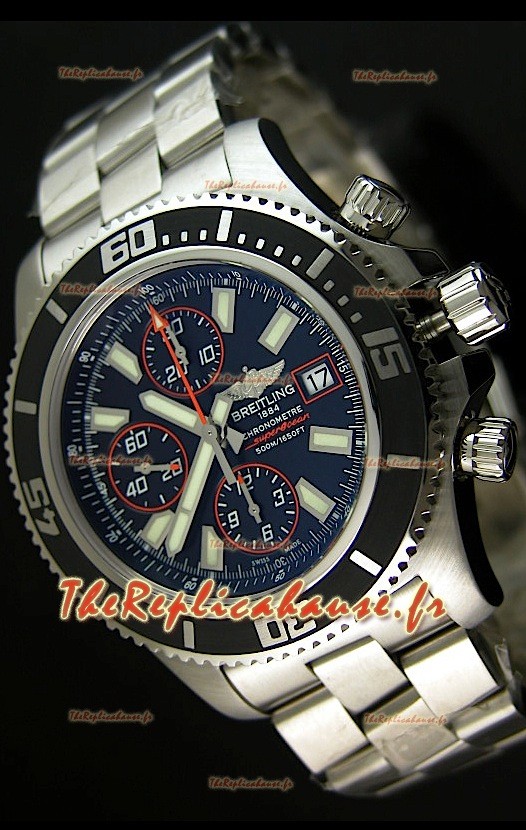 Breitling Superocean Abysse Reproduction Montre Chronographe Suisse - Reproduction Exacte 1:1 - Marqueurs Oranges 44MM