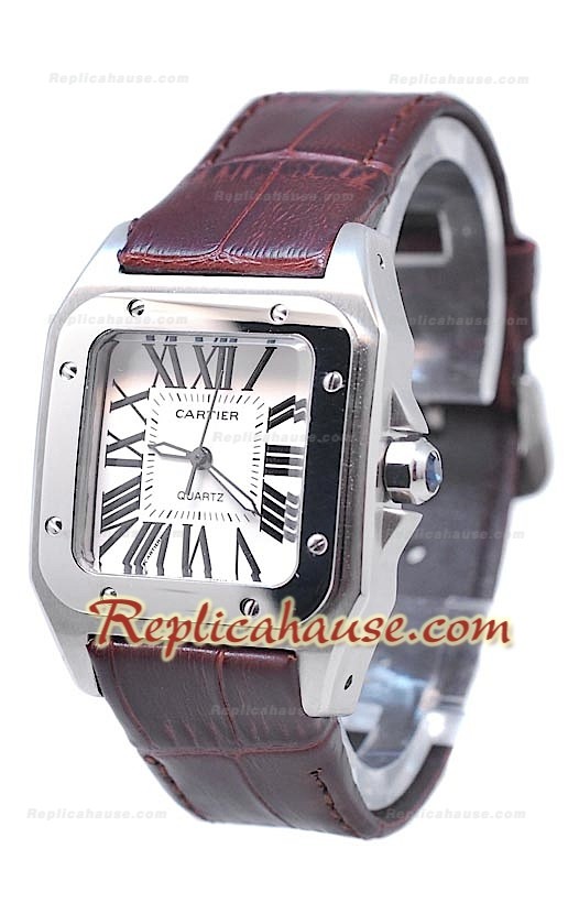 Cartier Santos 100 Femme Montre De Replique en Brunes Sangle