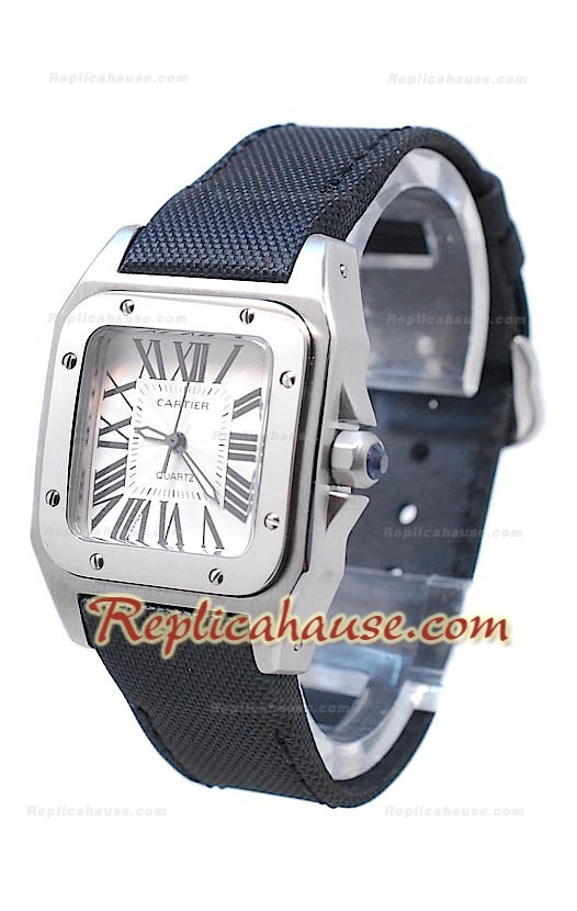 Cartier Santos 100 Femme Montre De Replique en Noir Saten Sangle