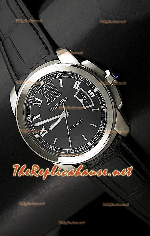Calibre De Cartier Suisse Automatic Montre en Noir Cadran