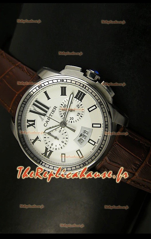 Calibre de Cartier Reproduction Montre Chronographe Japonaise en Acier