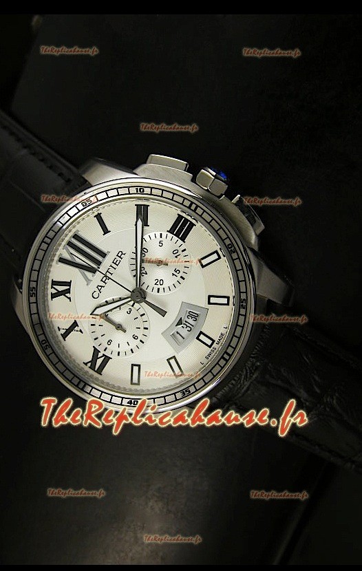 Calibre de Cartier Reproduction Montre Chronographe Japonaise en Acier