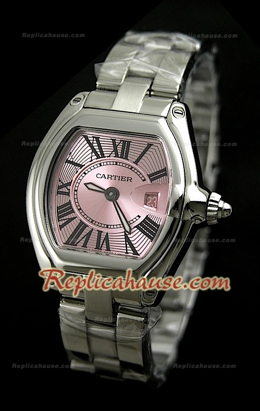 Cartier Roadster Femmes Swiss Montre - Mirror Replica 1:1 avec Cadran Rose