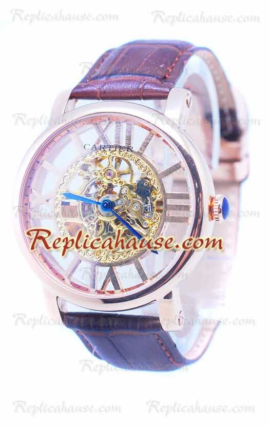 Cartier De Rotonde Skeleton Rose Gold Montre 