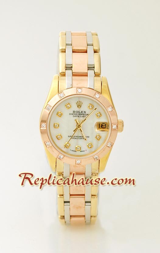 Rolex Replique DateJust - Three Tone MidSize Montre