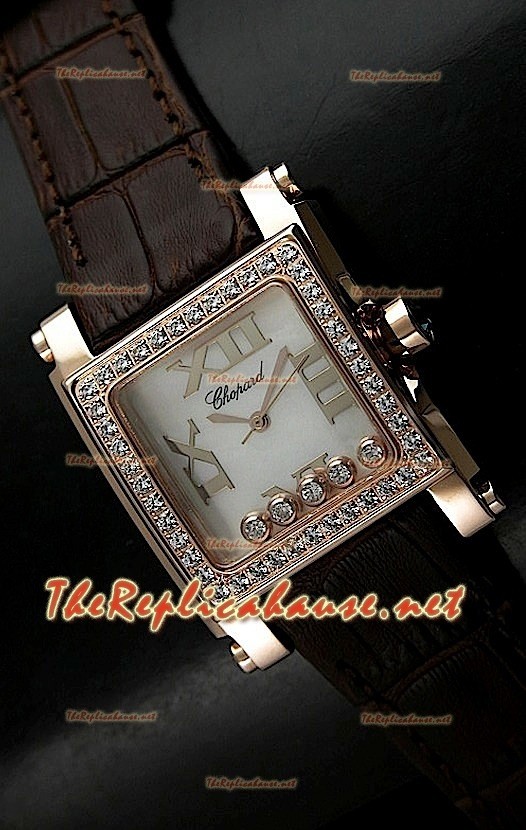 Chopard Happy Sport Femme Montre en Jaune Or and Brunes Sangle